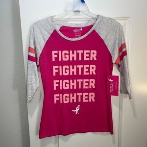 New SUSAN G KOMEN FIGHTER Breast Cancer pink Shirt Blouse Size S long sleeves